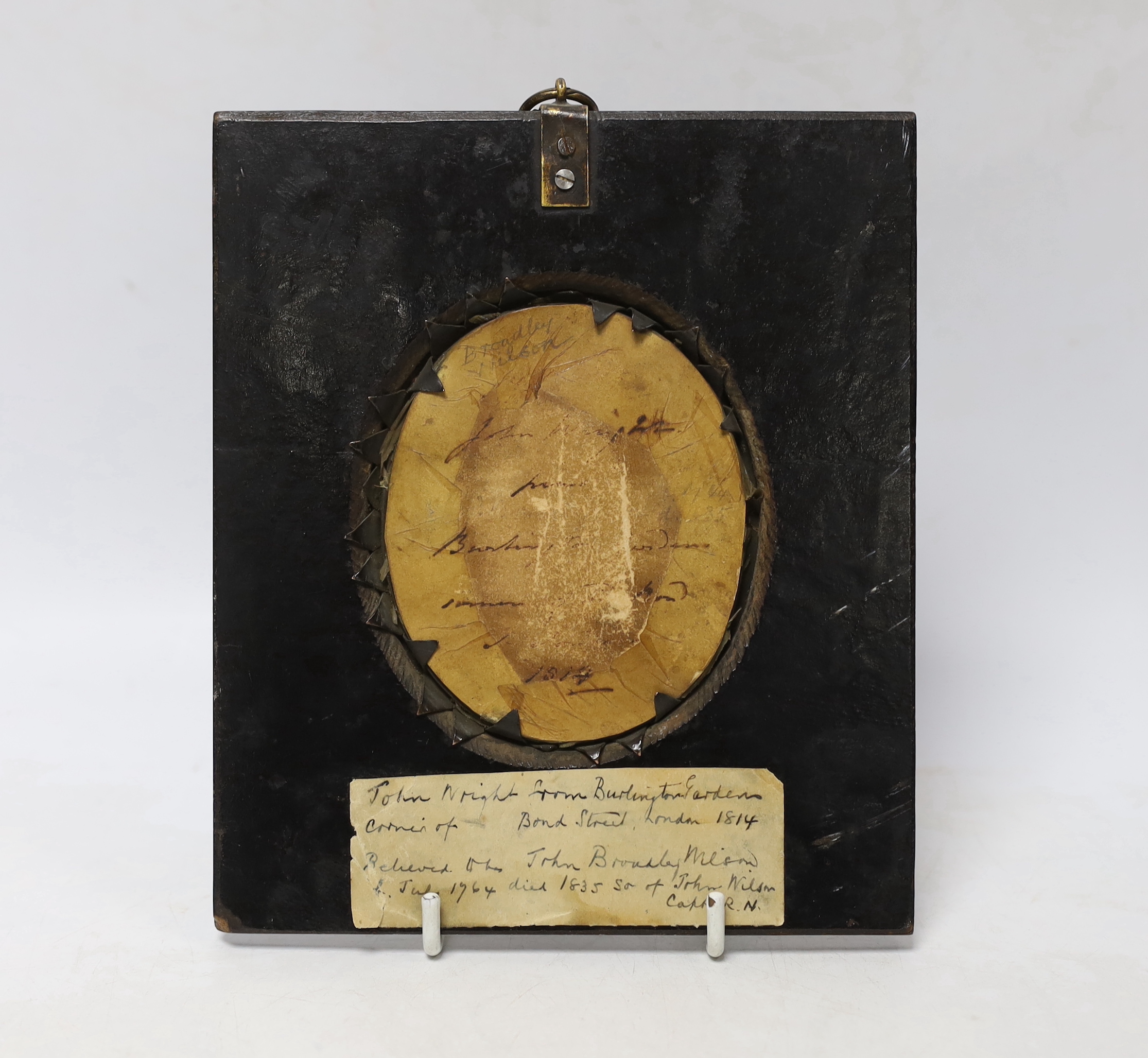 John Wright (c.1745 - 1820), oval portrait miniature of John Broadley Wilson, son of John Wilson, Capt RN, inscribed in ink verso, 7.5cm